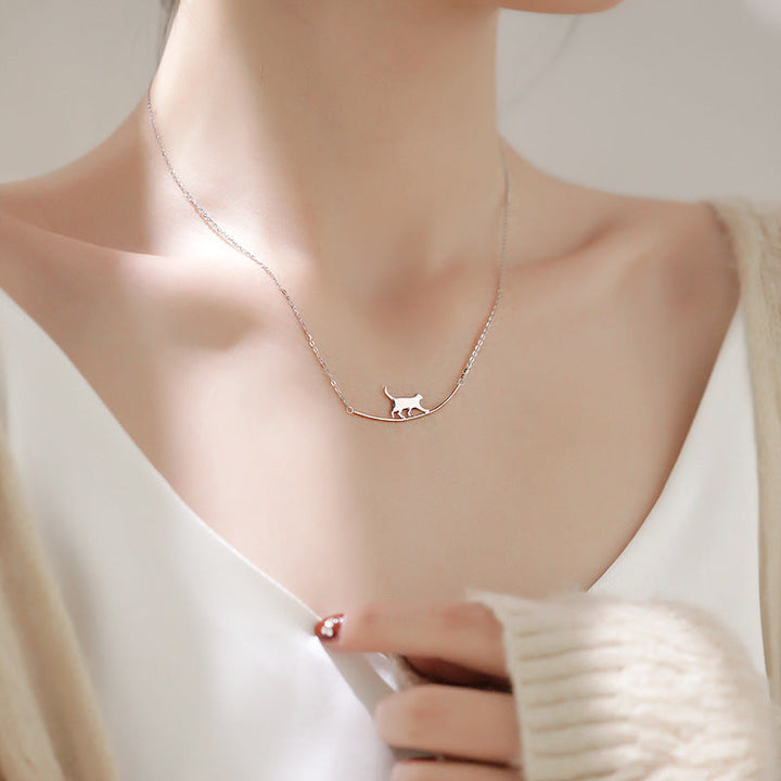 Collar Gato Escalador en plata