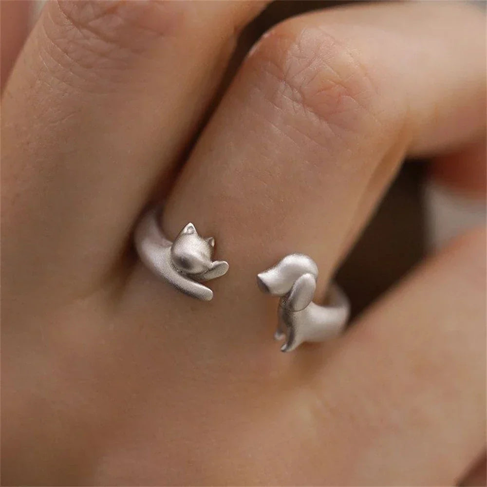 Anillo Elegante Perro y Gato (Ajustable)