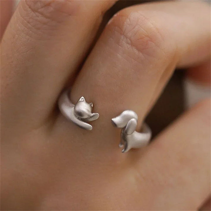 Anillo Elegante Perro y Gato (Ajustable)