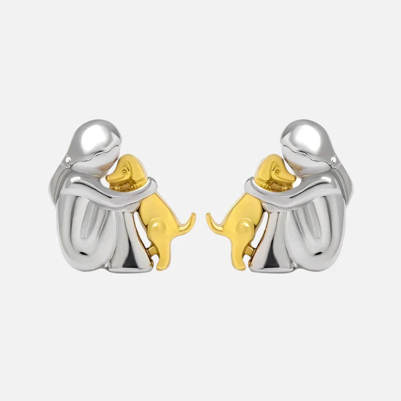 Pendientes Abrazo en dos tonos, plata y oro