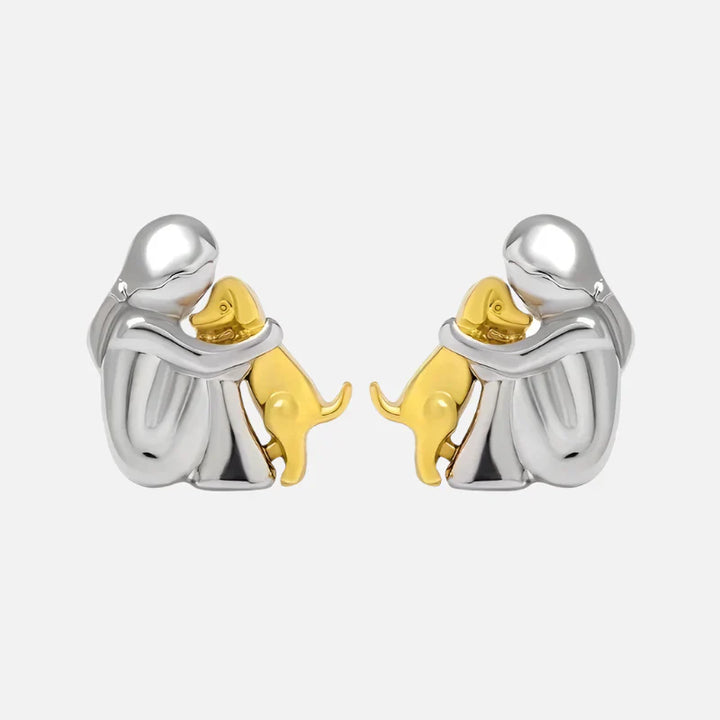 Pendientes Abrazo en dos tonos, plata y oro