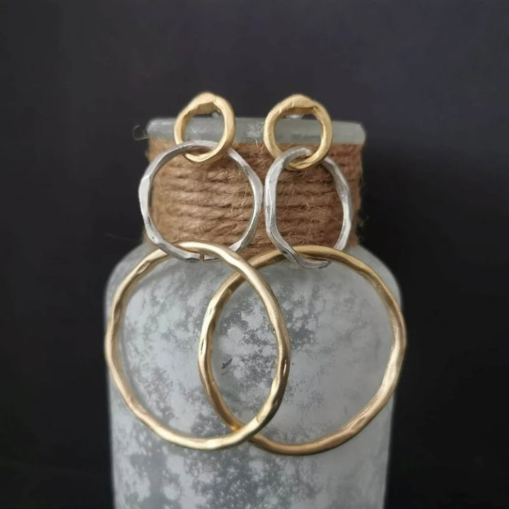 Pendientes de aro vintage en oro y plata