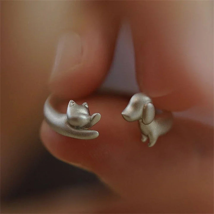 Anillo Elegante Perro y Gato (Ajustable)