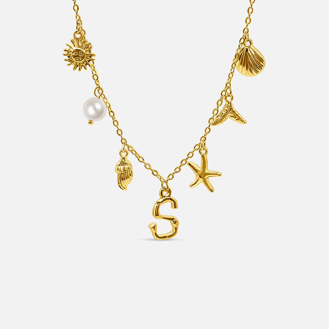 Collar Océano con Letra de Oro