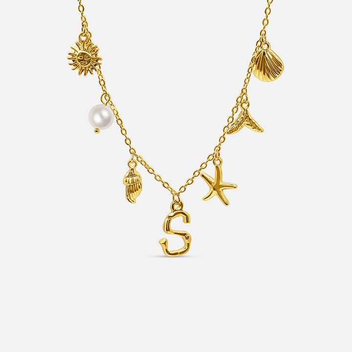 Collar Océano con Letra de Oro