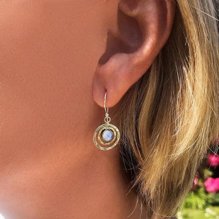 Pendientes Boho Saturn con ópalo turquesa