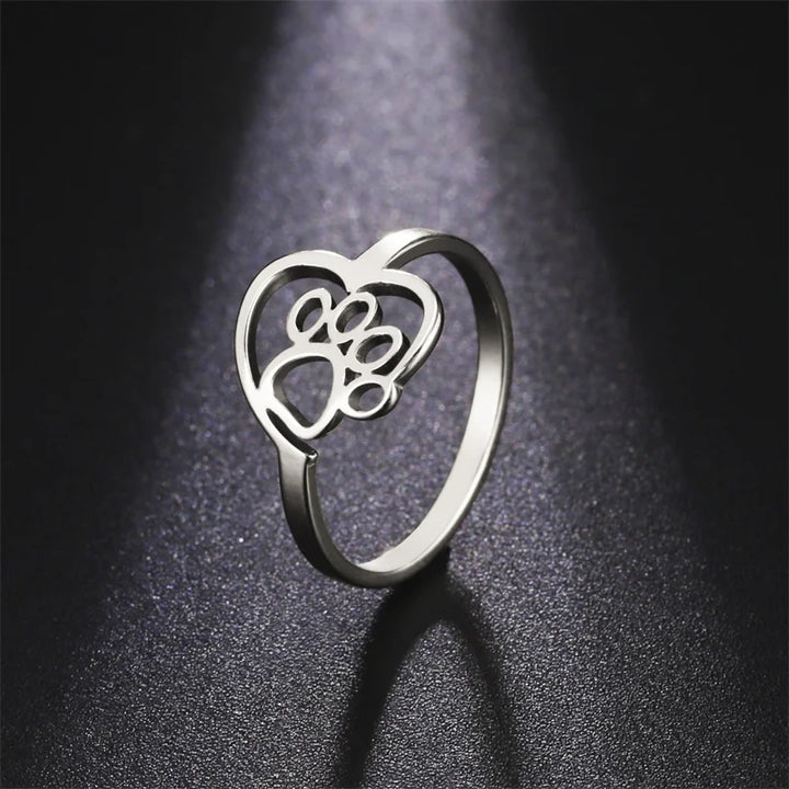 Anillo Corazón y Pata (Ajustable)