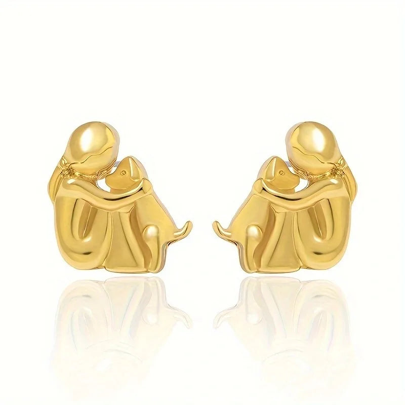 Pendientes Abrazo en dos tonos, plata y oro