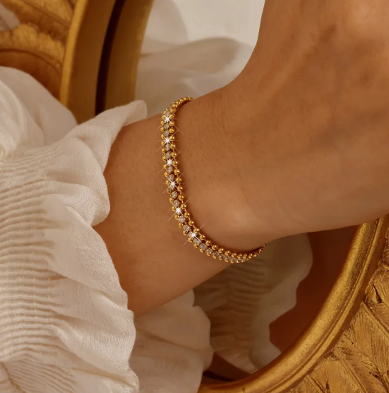 Pulsera de acero inoxidable con cadena de circonita