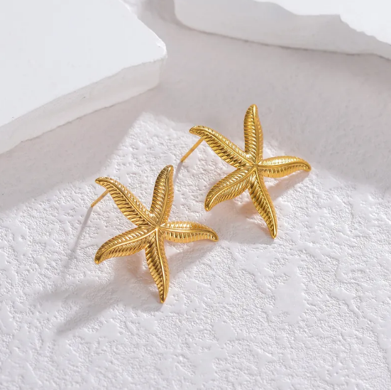 Pendientes Estrella de Mar en Dorado