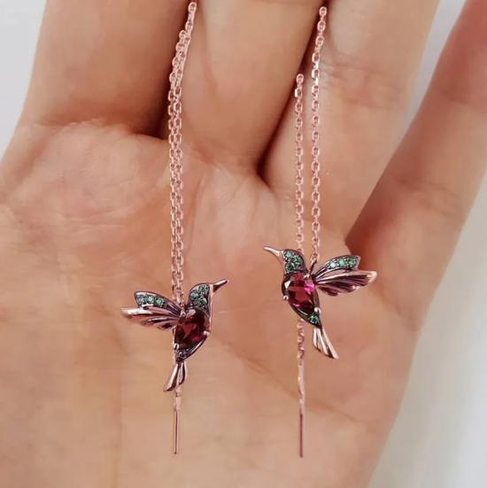 Pendientes retro con pájaros
