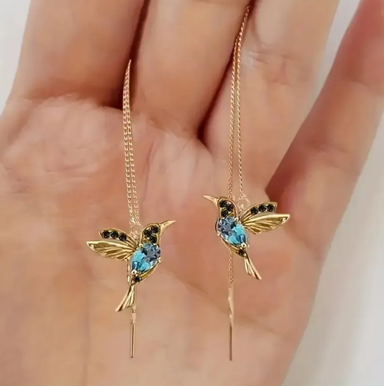 Pendientes retro con pájaros