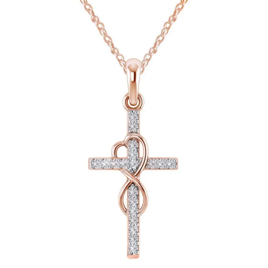 Collar con colgante en forma de cruz en aleación de diamantes