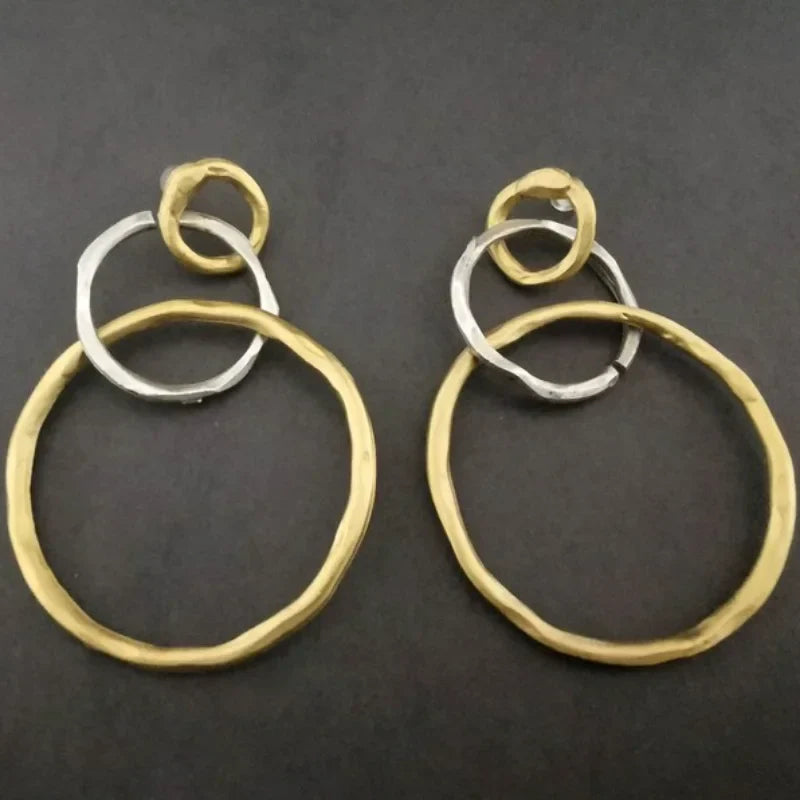 Pendientes de aro vintage en oro y plata