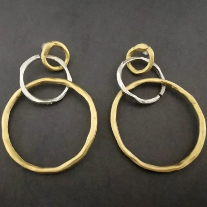 Pendientes de aro vintage en oro y plata