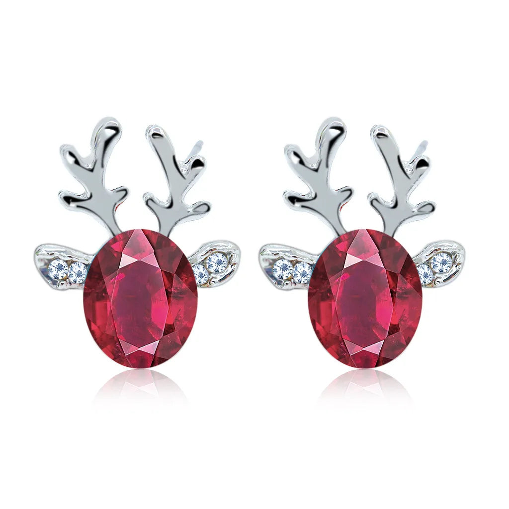 Pendientes con cristales en forma de reno festivo