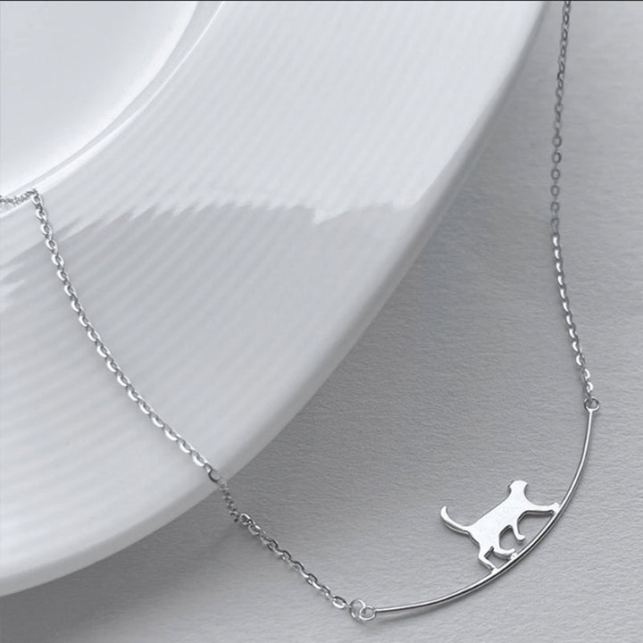 Collar Gato Escalador en plata