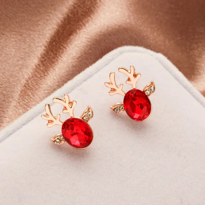Pendientes con cristales en forma de reno festivo