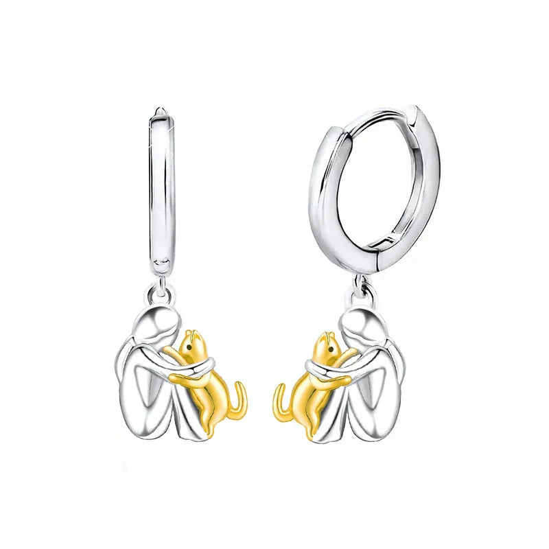 Pendientes  Abrazo de Gato  en plata y oro bicolor