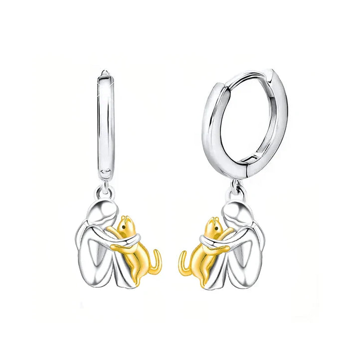 Pendientes  Abrazo de Gato  en plata y oro bicolor
