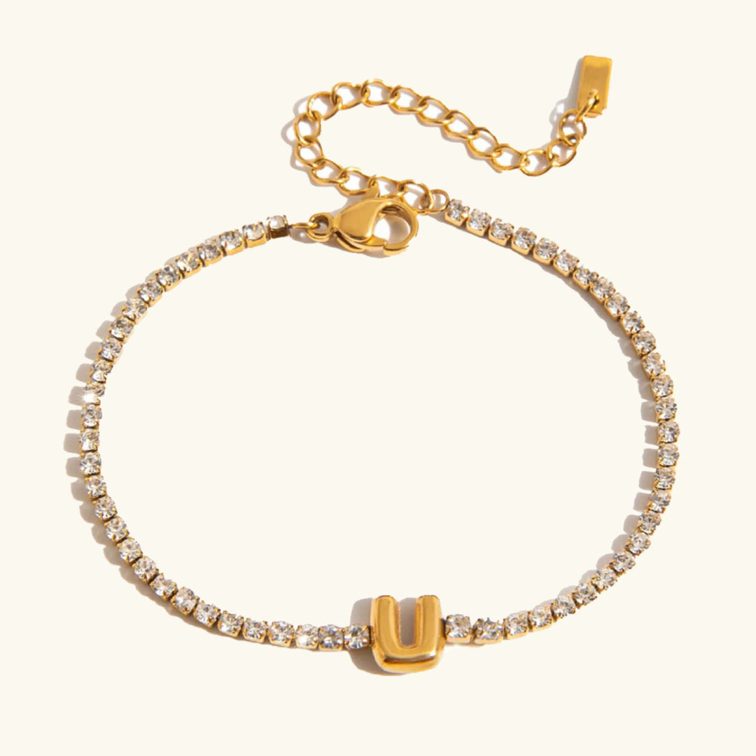 Pulsera Elegante de Oro con Letra en Burbuja