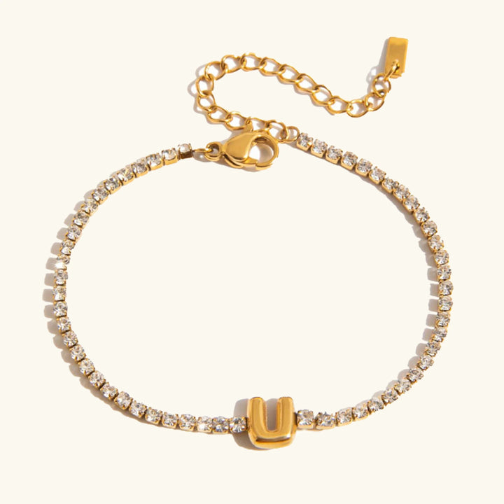 Pulsera Elegante de Oro con Letra en Burbuja