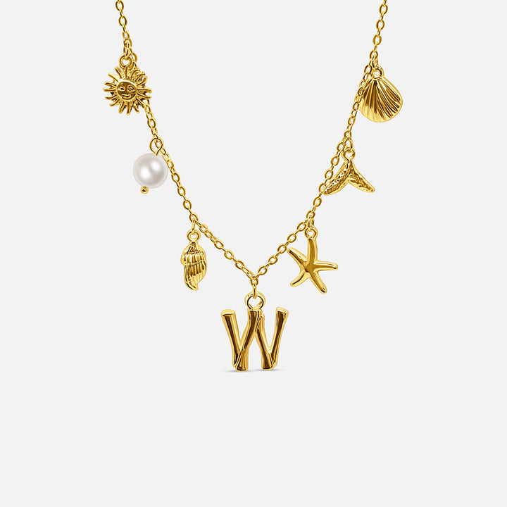 Collar Océano con Letra de Oro