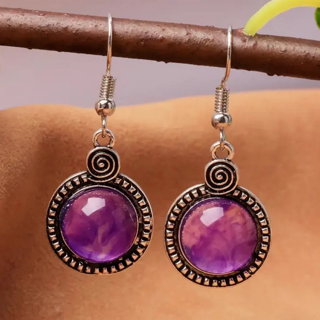 Pendientes vintage con cristal violeta