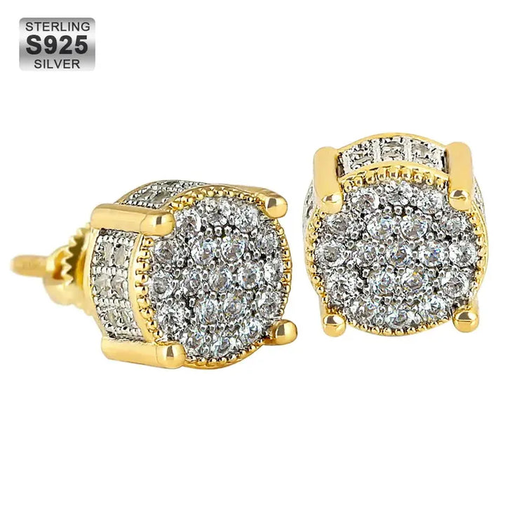 Conjunto de pendientes de circonita plateados con un diseño atrevido de ICED CHICS