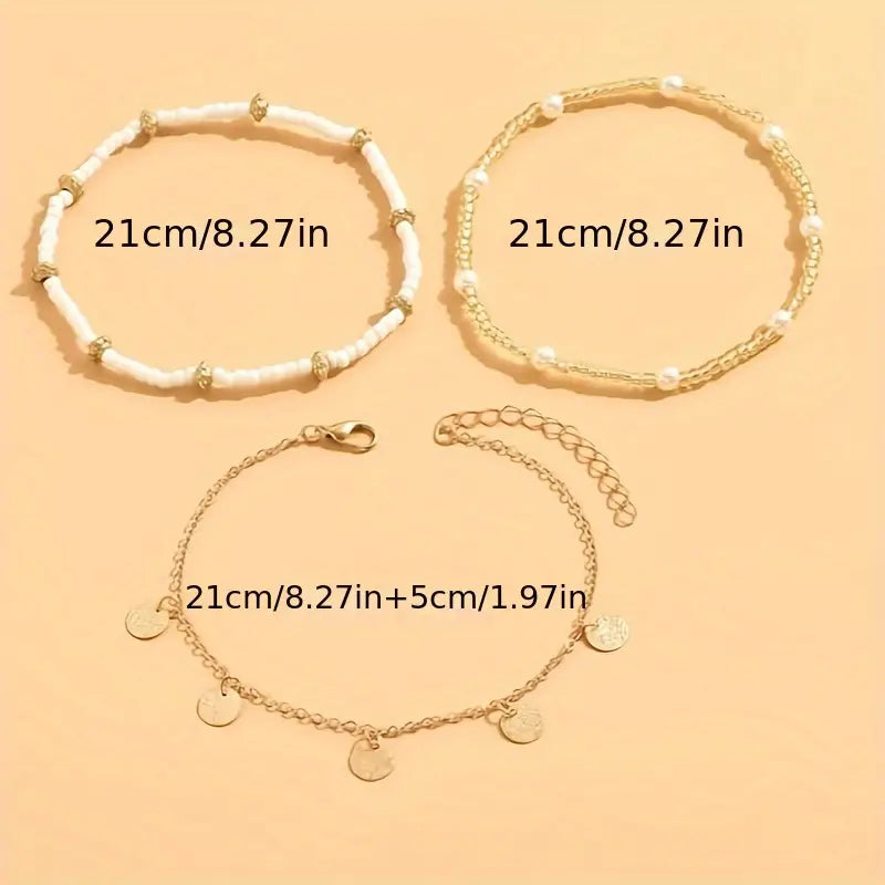 Conjunto 3 Tobilleras Mar y Oro | Oro