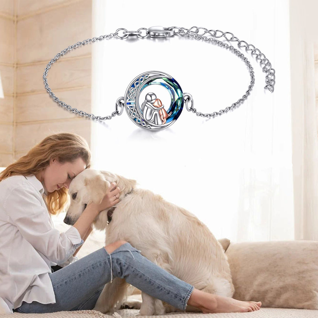 Pulsera ajustable con colgante de perro en plata de ley