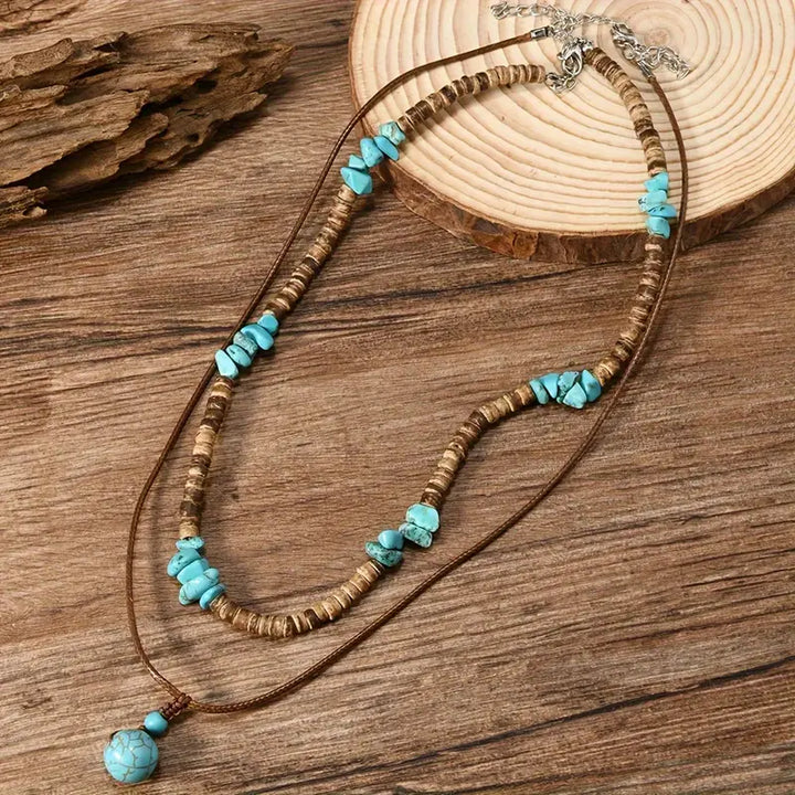 Lujoso collar para hombre con cuentas de turquesa y ojo de tigre