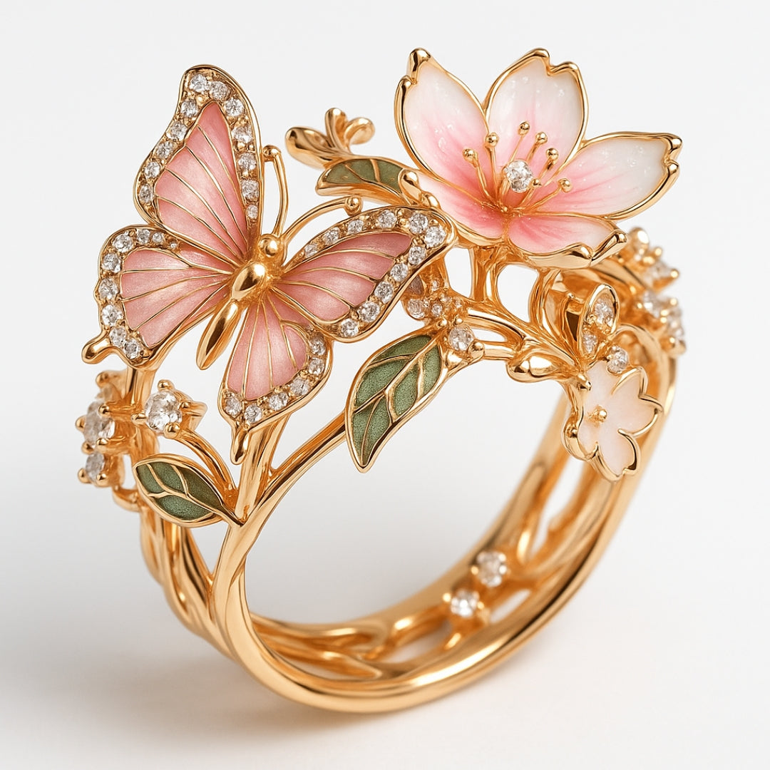 Anillo de Circonia Mariposa Brillante Natural