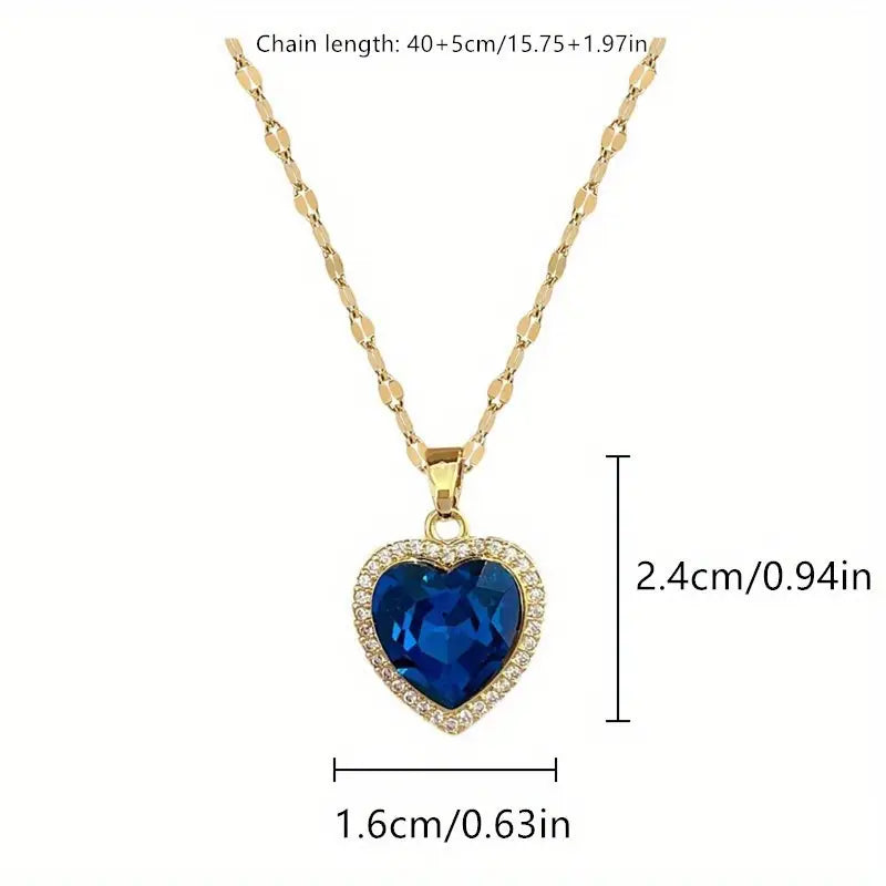 Collar de Oro Corazón de Zafiro