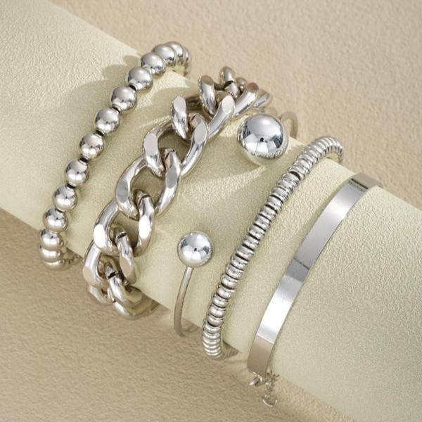 Set de 5 Pulseras Gruesas Apilables