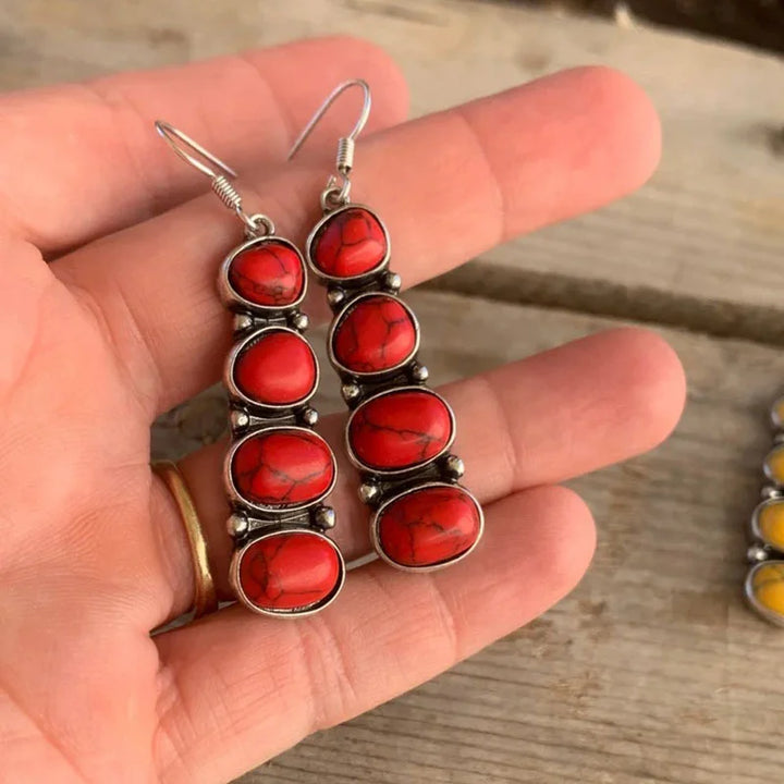 Pendientes vintage de turquesa roja