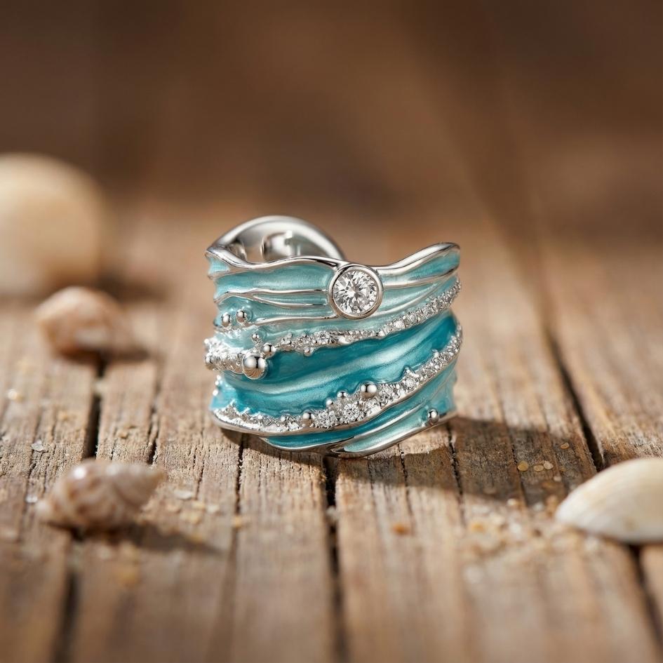 Anillo Ondas de Cristal (Ajustable)