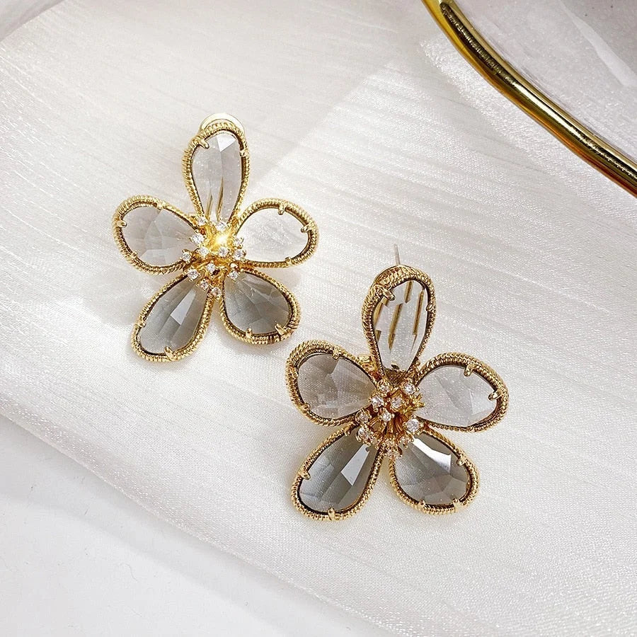 Pendientes Flor de la Fortuna con circonitas incrustadas