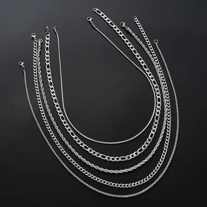 Conjunto de collares apilables de lujo en acero inoxidable trenzado