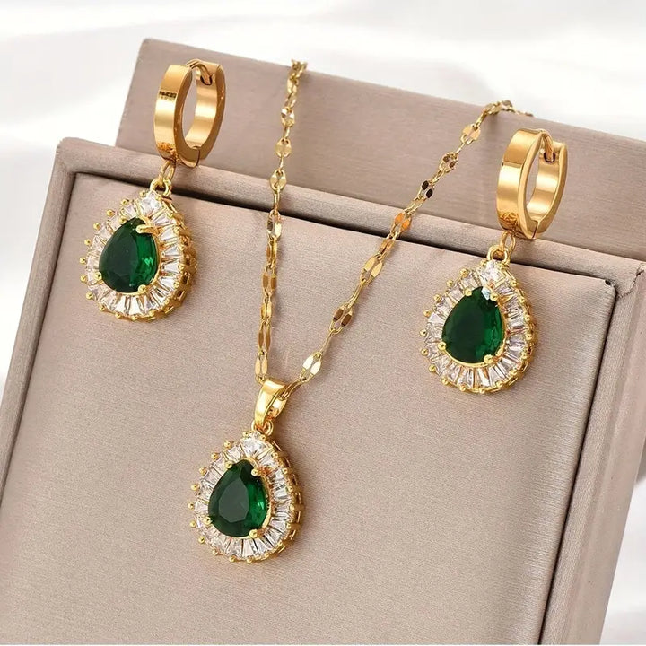 Conjunto de Joyería Esmeralda Reina