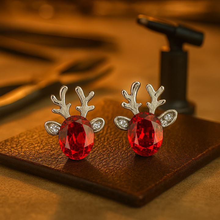 Pendientes con cristales en forma de reno festivo