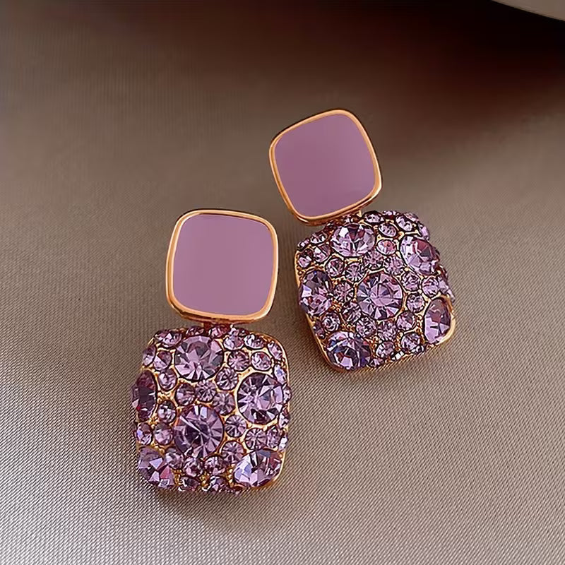 Pendientes colgantes en forma cuadrada