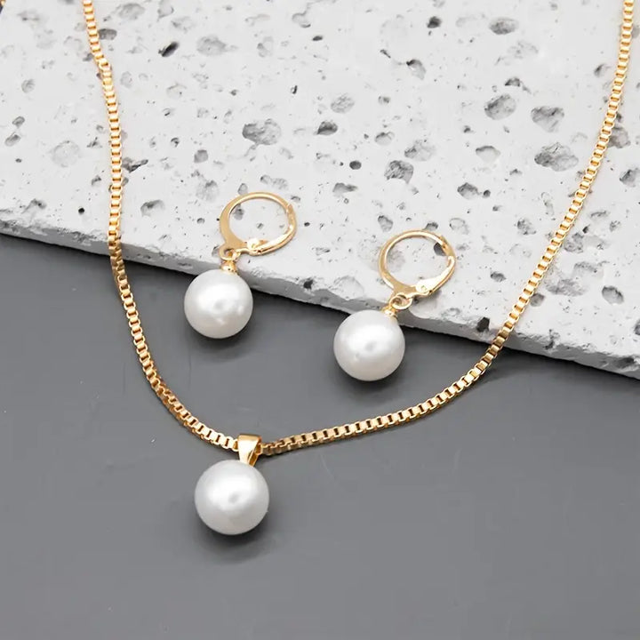 Conjunto de Joyas Perla Dorada | Oro