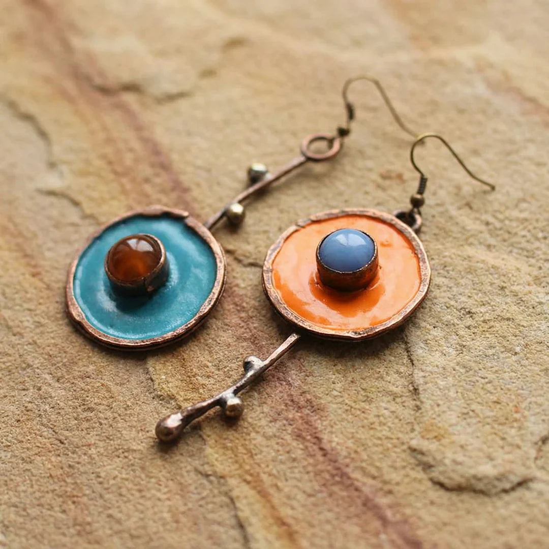 Pendientes vintage asimétricos con grafito en bronce antiguo