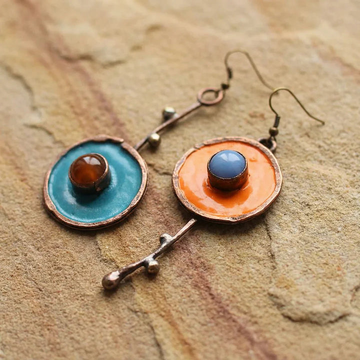 Pendientes vintage asimétricos con grafito en bronce antiguo