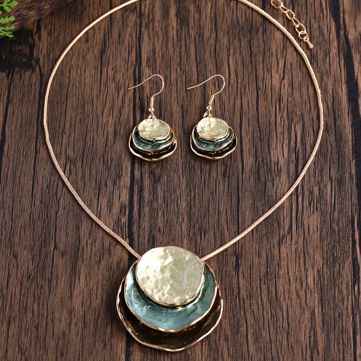 Conjunto Collar y Pendientes Boho Esmaltados Hecho A Mano