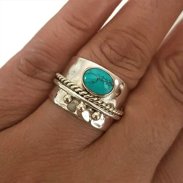 Anillo ancho con turquesa