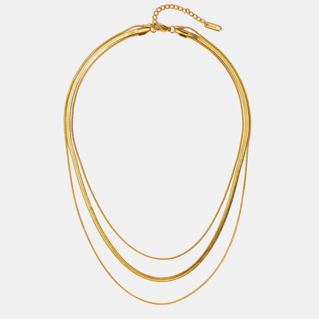 Collar de cadena dorada multicapa