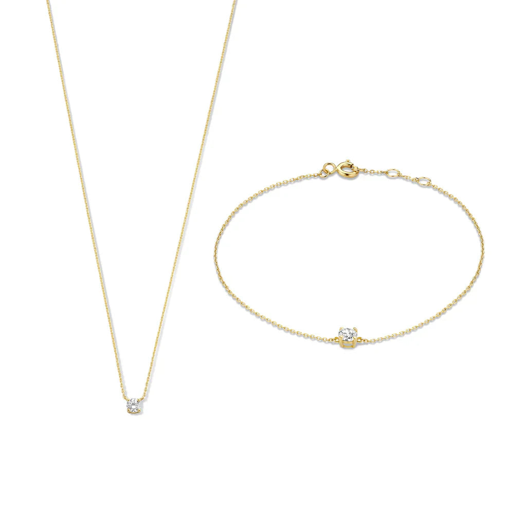 Conjunto de Collar y Pulsera Piedra Moissanite | Oro