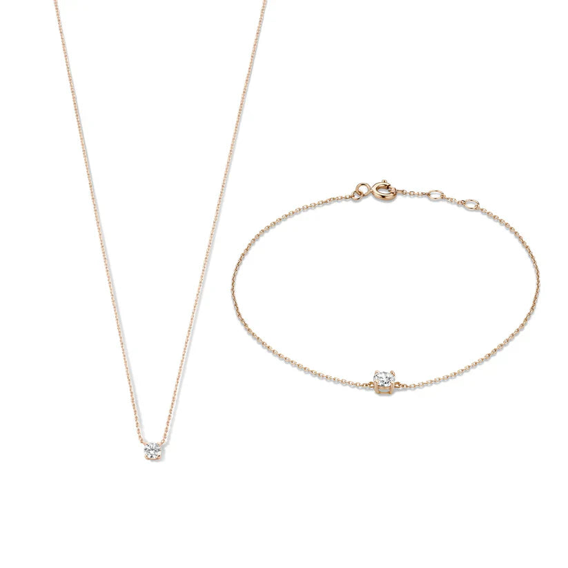 Conjunto de Collar y Pulsera Piedra Moissanite | Oro